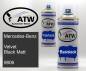 Preview: Mercedes-Benz, Velvet Black Matt, 9806: 400ml Sprühdose + 400ml Klarlack - Set, von ATW Autoteile West.